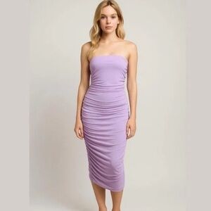 Sincerely Jules Lavender Ruched Midi  Strapless Dress size Small (NWT)